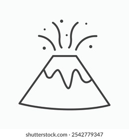 Volcano eruption icon in black and white outlined stroke