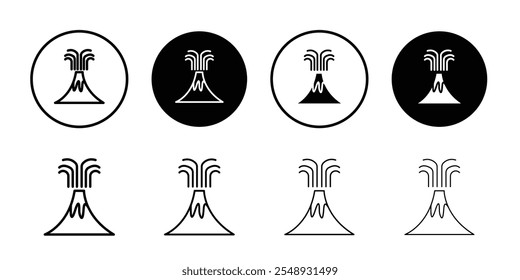 Volcano eruption icon Black and white outline vector