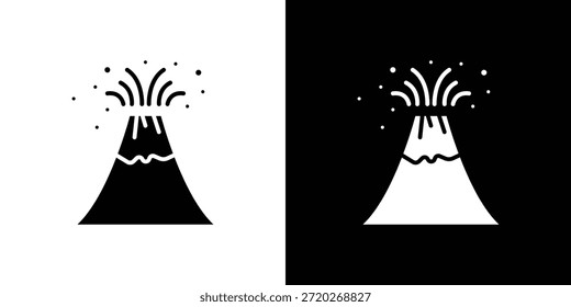 Ícone de erupção vulcânica. Ícone de design simples em preto e branco