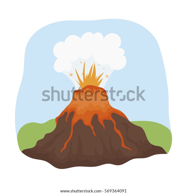 Icone D Eruption De Volcan En Dessin Image Vectorielle De Stock Libre De Droits