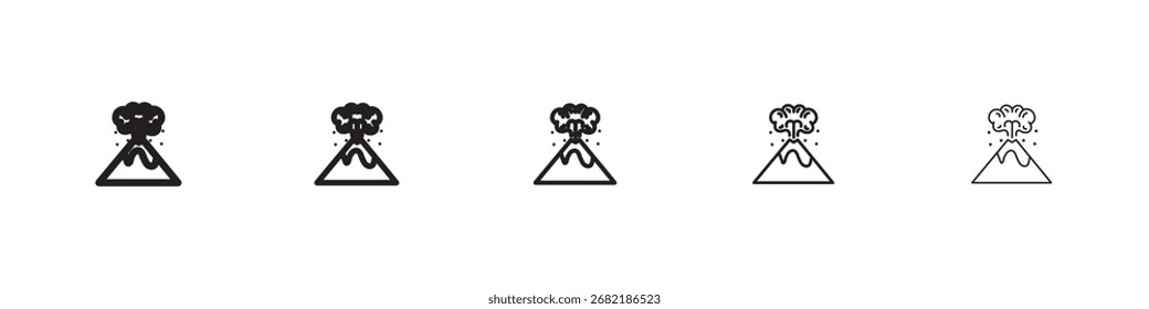 Volcano eruption icon flat illustration set logo