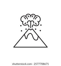 Volcano eruption icon Flat simple outline