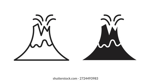 Ilustração do ícone da erupção do vulcão, vetor da linha fina, sinal do projeto da web,