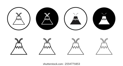Volcano eruption icon Line Art Logo set