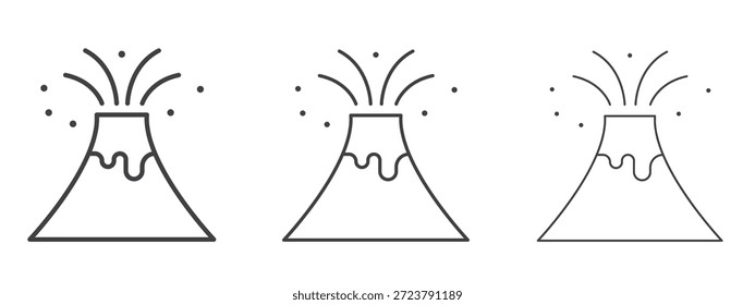 Vulkanausbruch Symbol in Linie Kunst doodle Stil. Bearbeitbares Konturumrisszeichen, eps 10