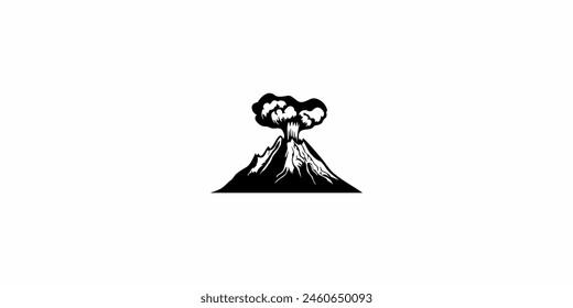 volcano eruption icon logo design