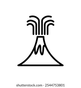 El logotipo del icono de la erupción del volcán establece el contorno del Vector