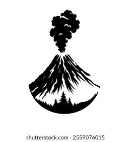 volcano eruption icon logo vector illustration design