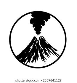 volcano eruption icon logo vector illustration design