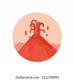 Volcano Eruption Icon with Mountain Hot Lava Natural Disaster Vector Illustration