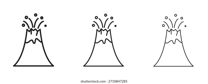 Ícone de erupção vulcânica com estilo de contorno, desenhos de ilustração vetorial