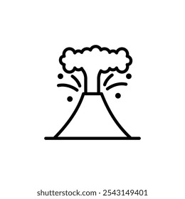 Volcano eruption icon set. outlined and solid filled versions.
