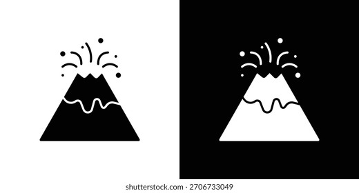 Logotipo do símbolo do ícone da erupção do vulcão. Modelo gráfico.