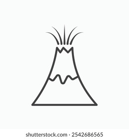 Icono de erupción volcánica en delgadas líneas negras