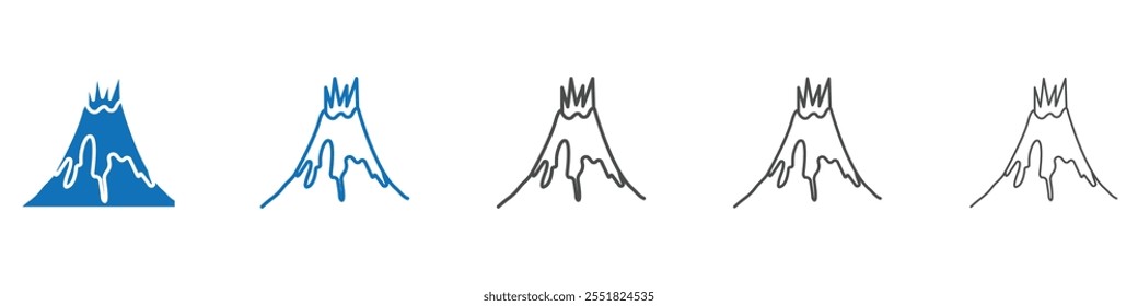 Volcano eruption icon vector set collection for web