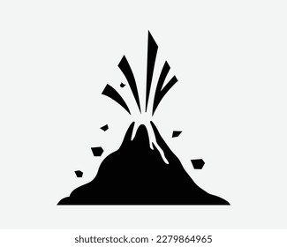 Volcano Eruption Icon Volcanic Activity Lava Active Erupt Vector Black White Silhouette Symbol Sign Graphic Clipart Artwork Illustration Pictogram