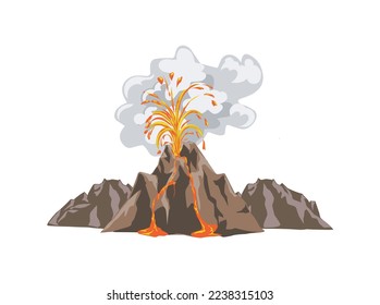 volcano eruption illustration. vector image