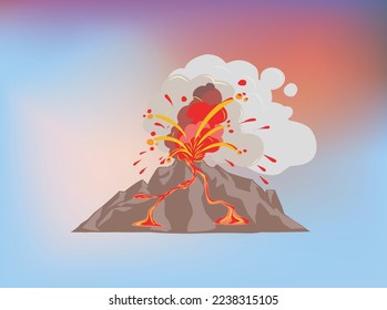 volcano eruption illustration. vector image