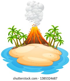 A volcano eruption island illustration