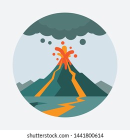 Volcano Eruption with Lava Icon