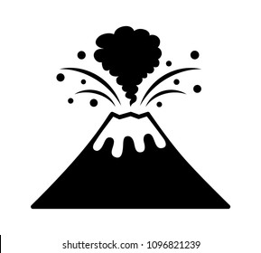 Volcano eruption with lava and smoke flat vector icon for apps and websites