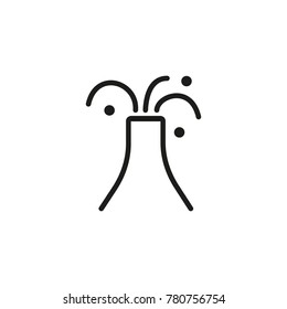 Volcano eruption line icon