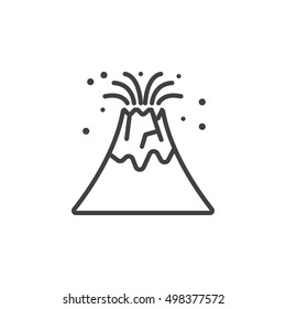 Volcano eruption line icon, outline vector sign, linear pictogram isolated on white. logo illustration