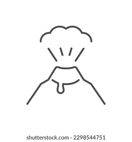 Icono de contorno de línea de erupción volcánica