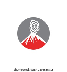 Volcano eruption logo  vector illustration on white background stock illustration