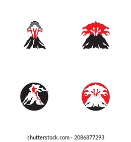 Ilustración vectorial del logo de la erupción volcánica