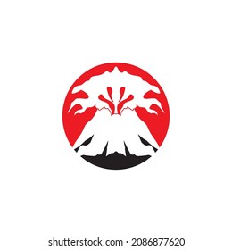 Volcano eruption logo vector illustration