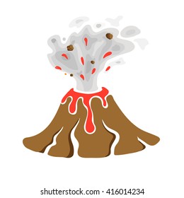 Volcano eruption logo, vector illustration on white background