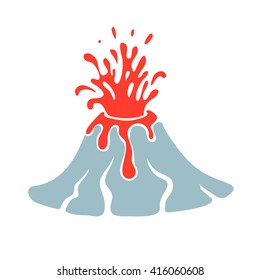 Volcano eruption logo, vector illustration on white background