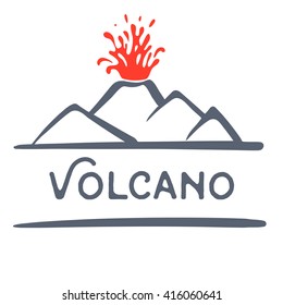 Volcano eruption logo, vector illustration on white background