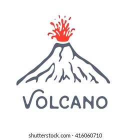 Logo für Vulkanausbrüche, Vektorgrafik auf weißem Hintergrund