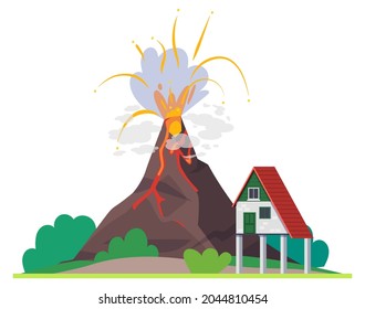 Volcano eruption, natural disaster and cataclysm