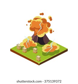 Volcano Eruption. Natural Disaster Icon. 3d Vector Illustration
