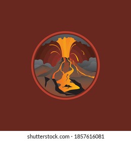 volcano eruption natural disaster vector icon
