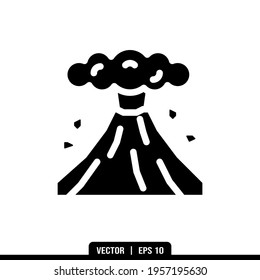 Volcano eruption silhouette icon vector, illustration logo template in trendy style. Suitable for many purposes.