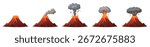 Volcano eruption steps isolated set. Vector graphic design illustration.