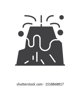 Volcano eruption and sun icon. flat simple pictogram. Volcano lava vector illustration