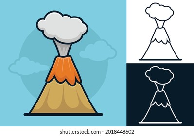 Volcano eruption. Vector cartoon illustration in flat icon style