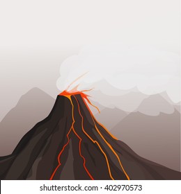 Volcano eruption. Vector illustration