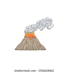 volcano eruption vector illustration, landscape mature silhouette element mountain icon. 