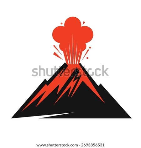 Volcano eruption volcanic explosion flat vector logo icon