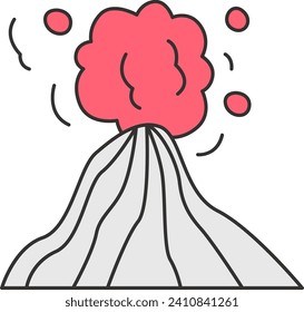 Volcano Explosion Doodle Vector Illustration