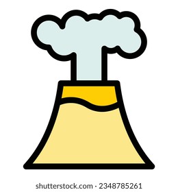 Volcano explosion icon outline vector. Lava fire. Cross island color flat