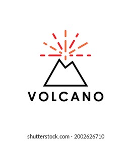 Volcano Explosion Simple Flat Outline Line Art Logo Design Vector