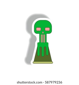 volcano explosion and skull