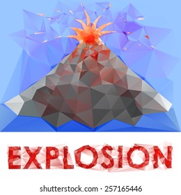 volcano explosion stylized illustration